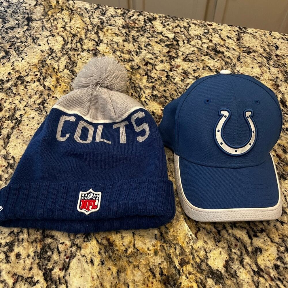 NFL Colts Beanie and Cap Set - Blue and Gray - excellent condition